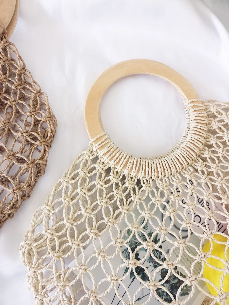 Женские тканые сумки ручной работы деревянные портативные ретро сетчатые