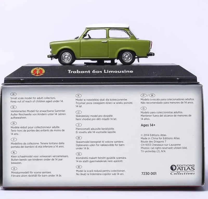 1/43 трабант 601 лимузин DDR-AUTO колесико Атлас литья под давлением модель автомобиля зеленый
