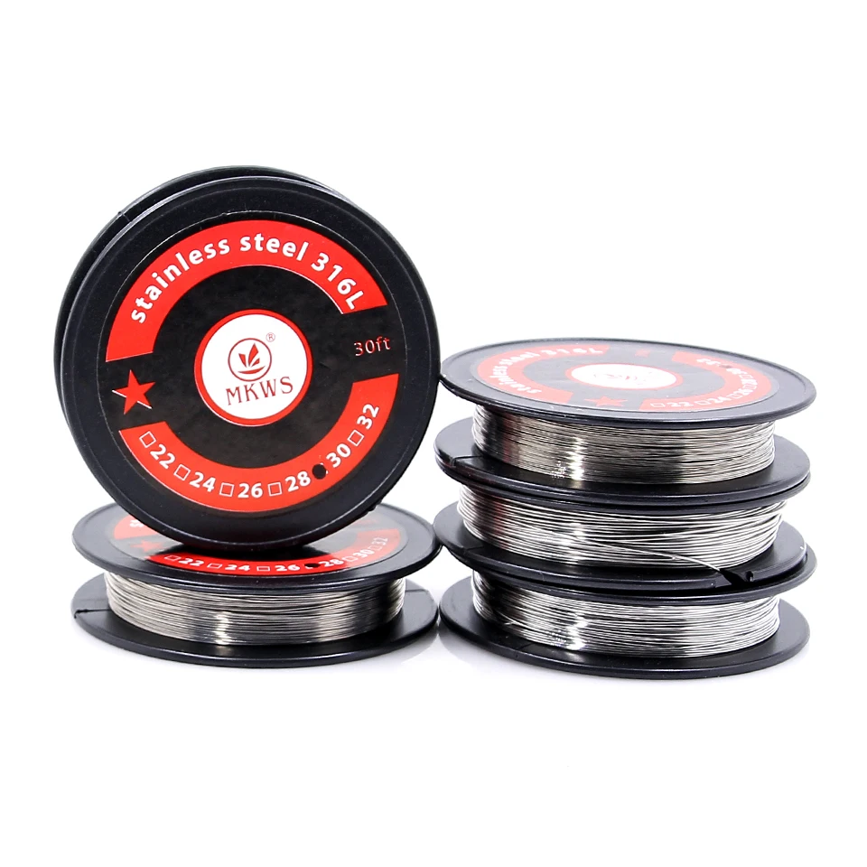 Проволока MKWS из нержавеющей стали ss316 30FT 22ga 24ga 26ga 28ga 30ga 32ga 100FT 36ga 38ga 40ga 10 м 30 катушка