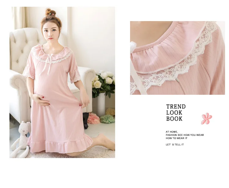 Big Size Maternity Nursing Nightdress Summer for Pregnant Women dress Pregnancy Pajamas Breast Feeding Nightgown Dress