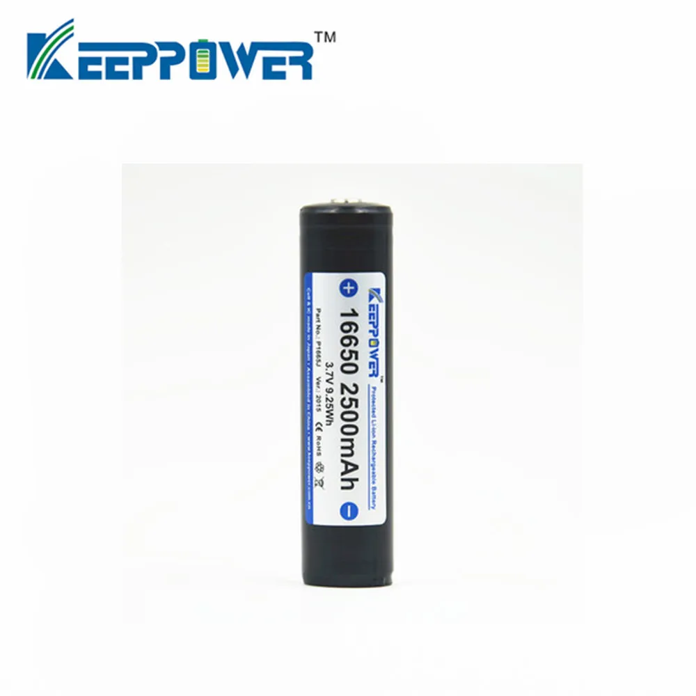 Keeppower 2 шт. 16650 2500 мАч P1665J Защищенный Литий ионный перезаряжаемый аккумулятор с