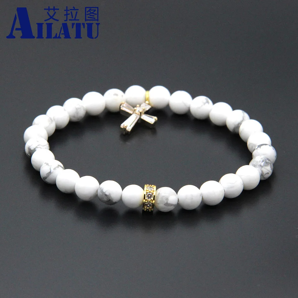 Ailatu 6 мм натуральные белые мраморные бусины Howlite микровыложенные прозрачные