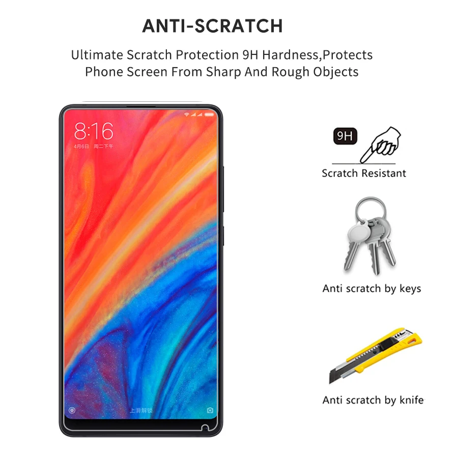 2 шт Стекло для Xiaomi Mi Mix 2S Защитная пленка экрана закаленное стекло стеклянная MiMix