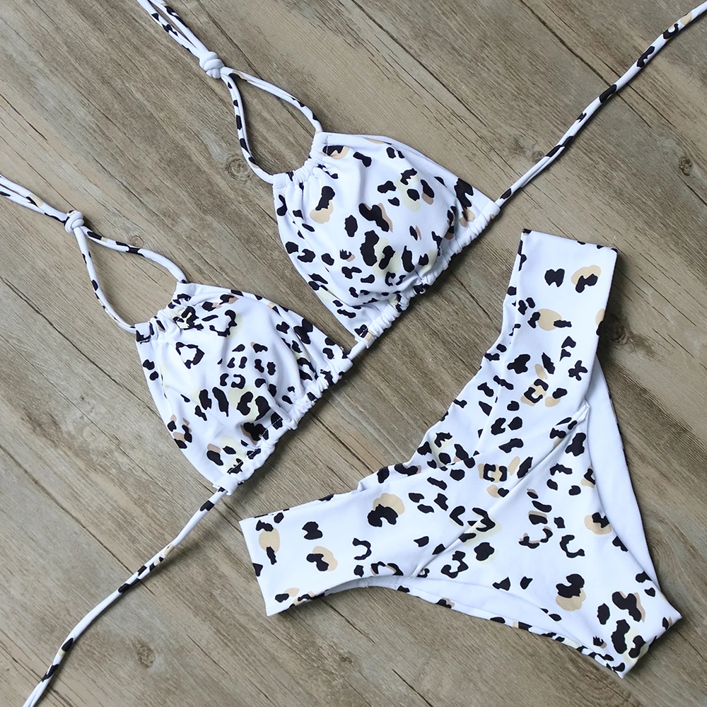 Женский леопардовый спортивный костюм комплект из двух предметов с лямкой на шее