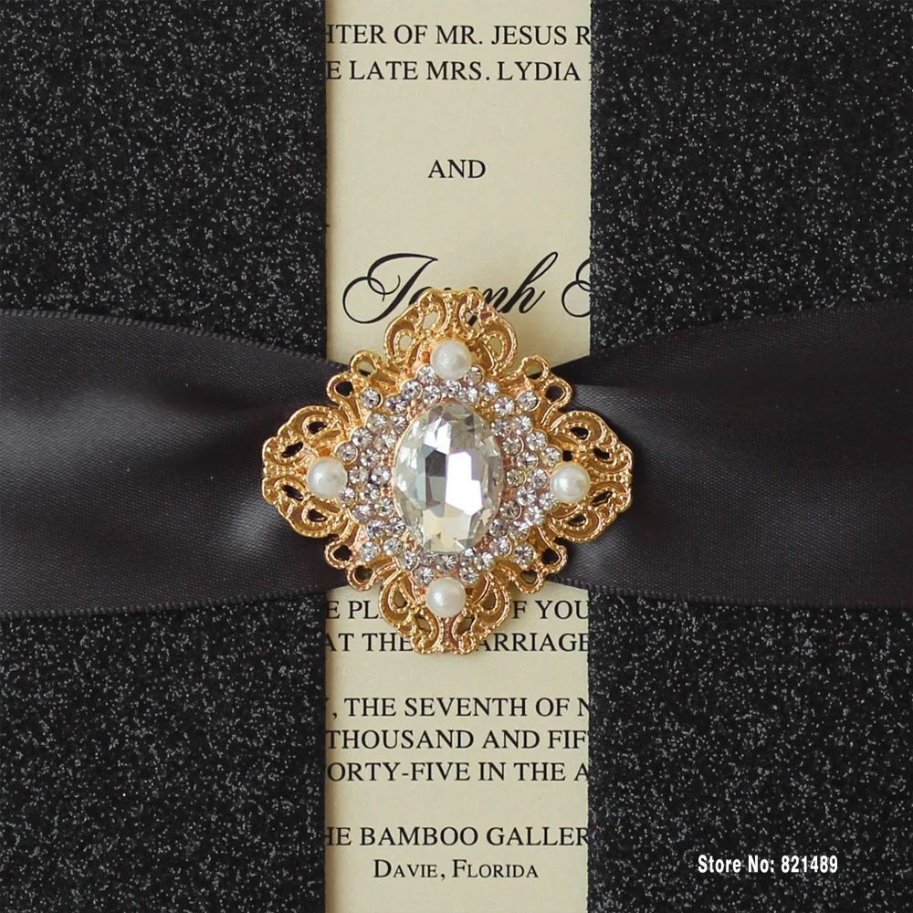 Черные свадебные приглашения блестящее приглашение 2016 Роскошная Свадебная