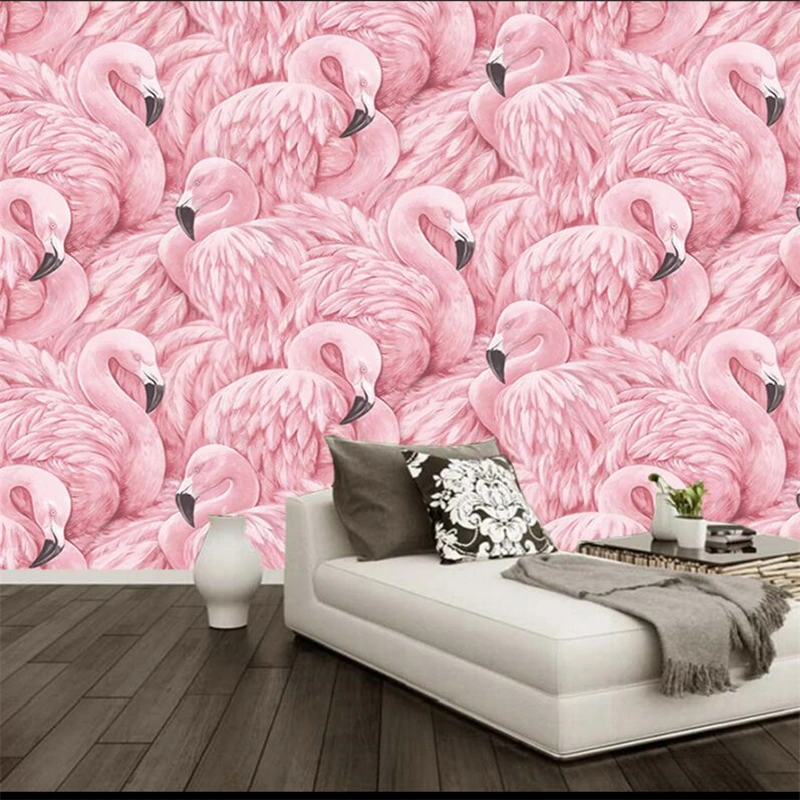 

wellyu wall papers home decor Custom wallpaper Flamingo background wall papel de parede 3d wallpaper for walls 3 d behang