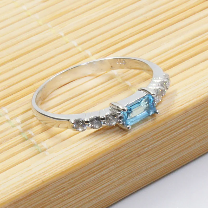 Модное кольцо с топазом серебряное для свадьбы 3 мм * 5 Натуральный топаз