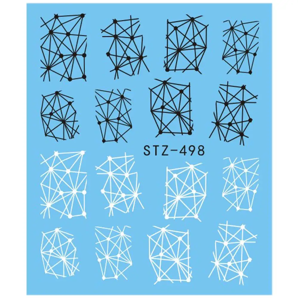 1 шт. геометрические узоры черные/белые наклейки для ногтей слайдеры татуировок