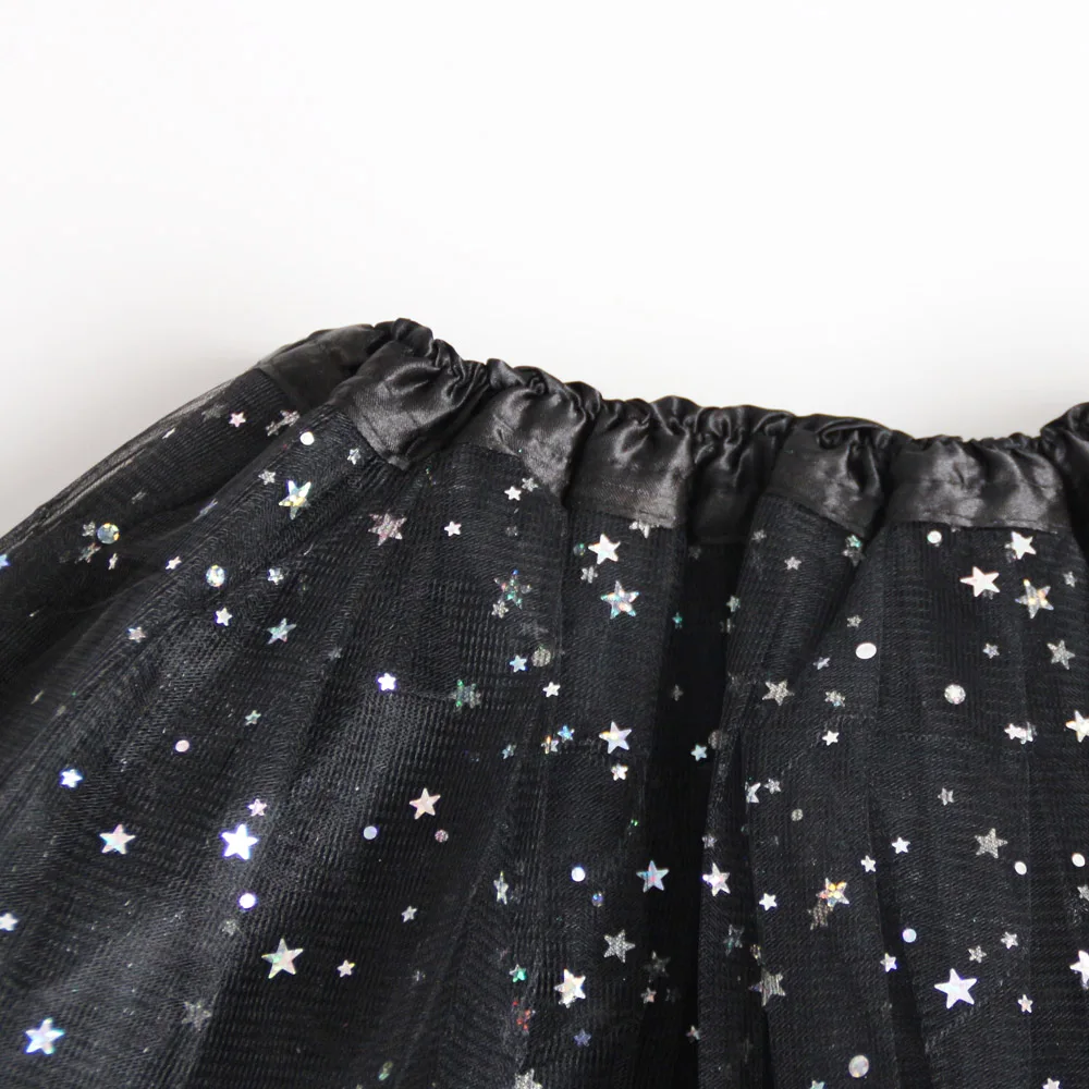 Летняя Детская блестящая танцевальная юбка пачка со звездами для девочек