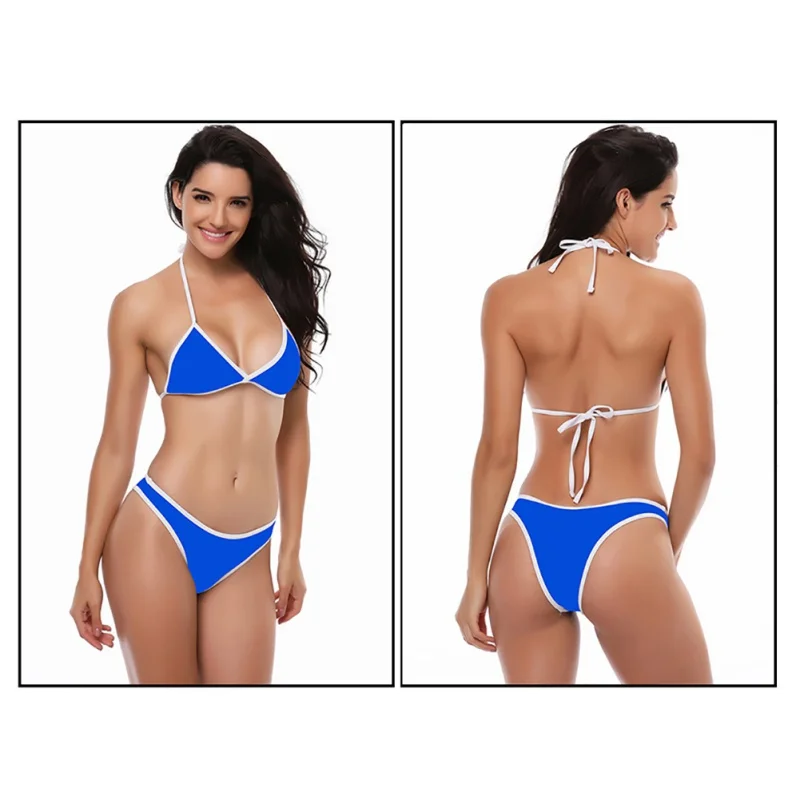 2018 женское сексуальное бикини 2 предмета однотонное с белым воланом пуш ап