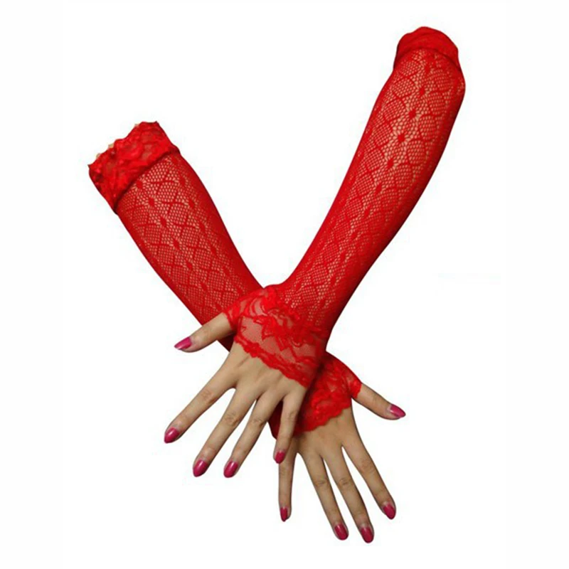 Женские перчатки без пальцев многоцветные из сетчатого материала в стиле панк