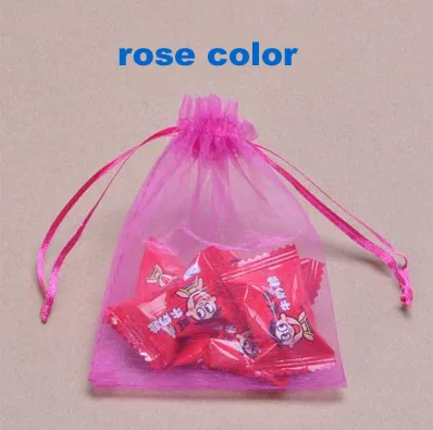 rose red Сумка для упаковки ювелирных изделий/Подарочный мешочек из органзы/Сумка из органзы с затяжкой/Подарочная сумка/мешочек из органзы/50 шт - Цвет: rose red