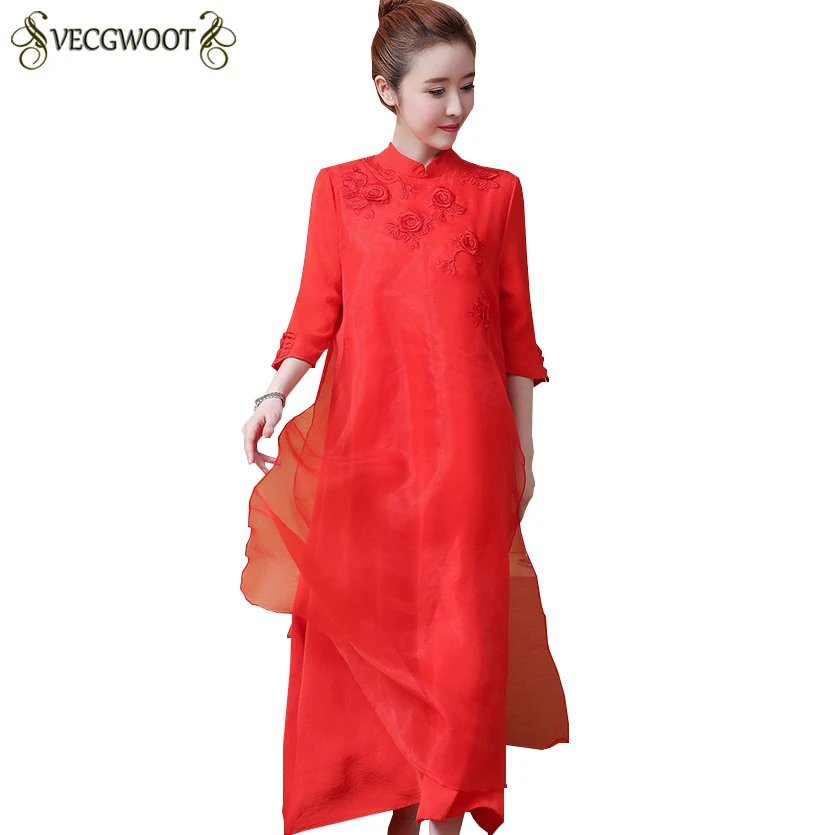 Новинка лета 2020 женское платье большого размера свободное винтажное со стоячим