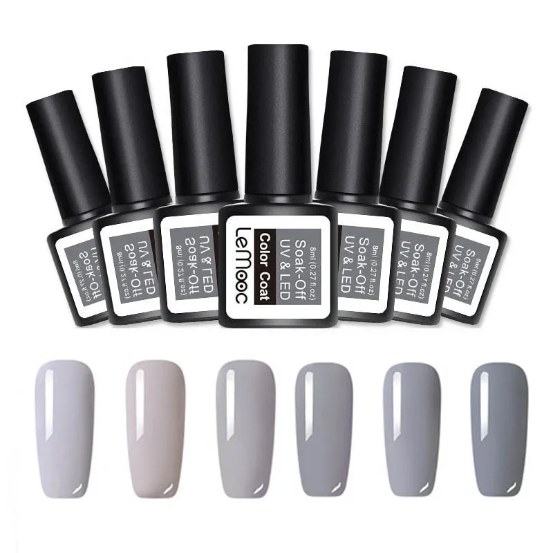 Set 5 LEMOOC 6 шт./компл. 8 мл однородного цвета для ногтей гель блеск польский UV Soak Off стойкий гель для ногтей UV гель Лаки лаковое гелевое покрытие для ногтей - Цвет: Set 5