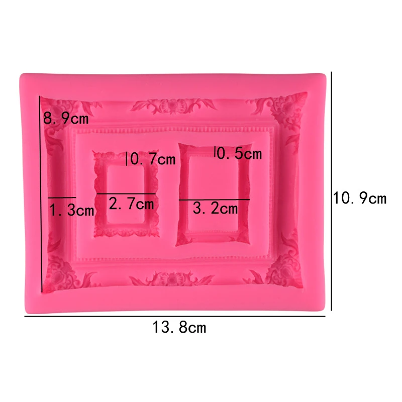 3 даже большая Ретро рельефная зеркальная рамка силиконовые формы 3D шоколадные