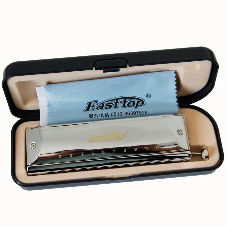 

Easttop Dreamer T12-48 Silver Color C Key 12 Holes Chromatic Harmonica with Imported Phosphor Bronze Reed and Resin Comb