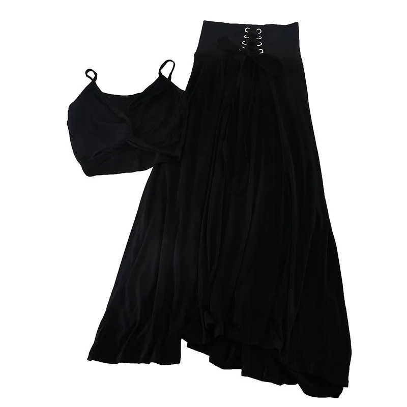 2019 new fashion women's two piece set Simple sexy cross short camisole +high waist half skirt J481 | Женская одежда