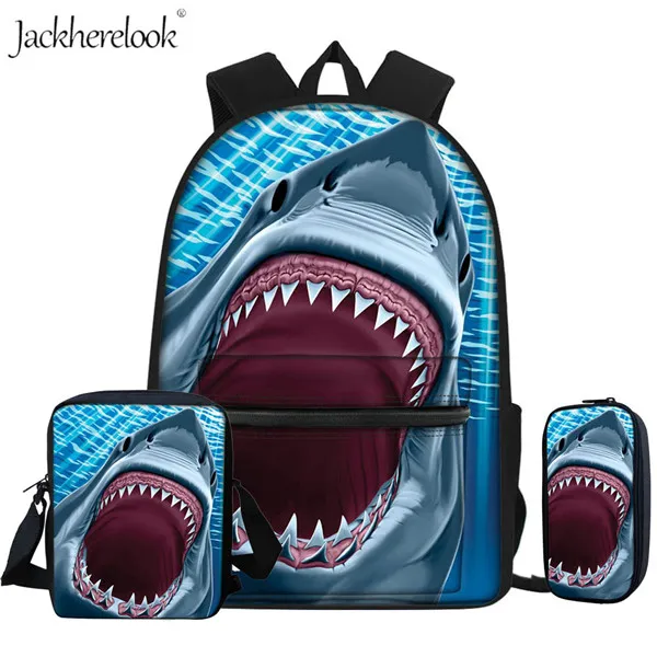 Jackhereook/ детские школьные сумки, 3D рюкзак с принтом морской животные, большая белая акула для мальчиков и девочек, дорожная сумка на плечо - Цвет: HX683Z58-EK