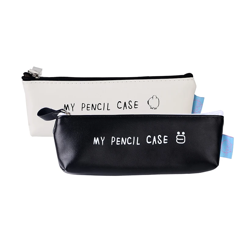 My Pencil Case Classical Black And White Color Waterproof Pu Leather Storage Cosmetic Bag Shcool Office Supplies | Канцтовары для