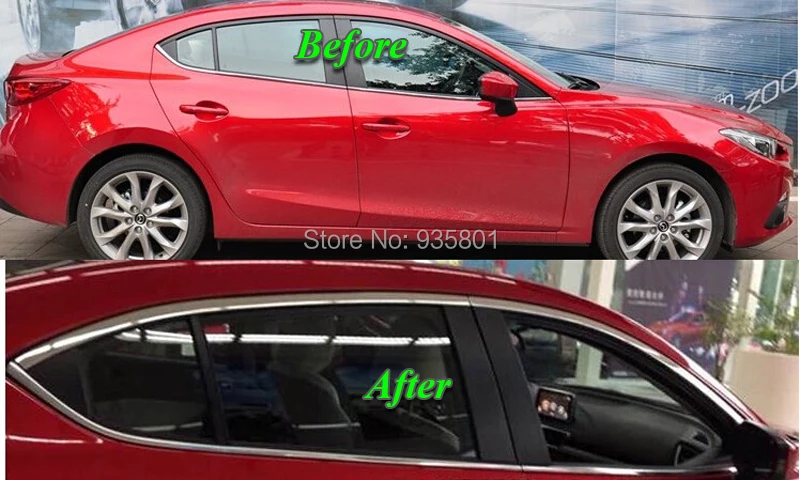 SUNFADA 4 шт./компл. хромированное верхнее окно из нержавеющей стали для MAZDA 3 AXELA Sedan &amp