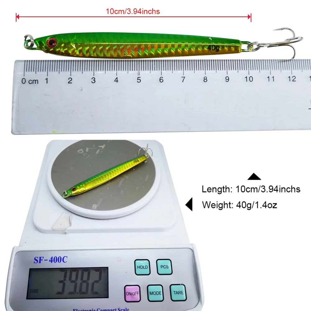 5-pieces Metal Jig 40g Hard Baits Jigging Spoon with Treble Hook Saltwater Fishing Lure Casting Trolling Jigs | Спорт и развлечения