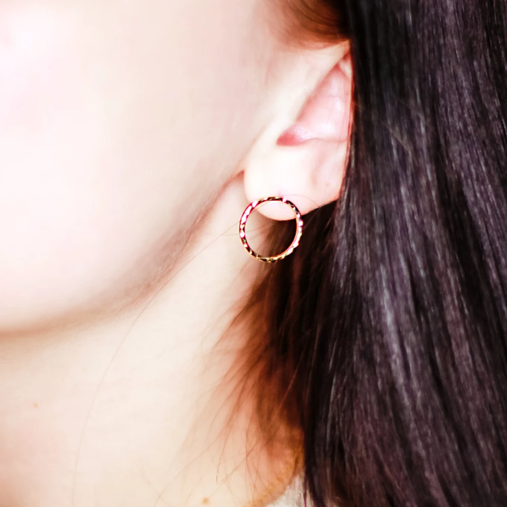 925 стерлингового серебра неровный круглый кулон покрытый корейские сережки