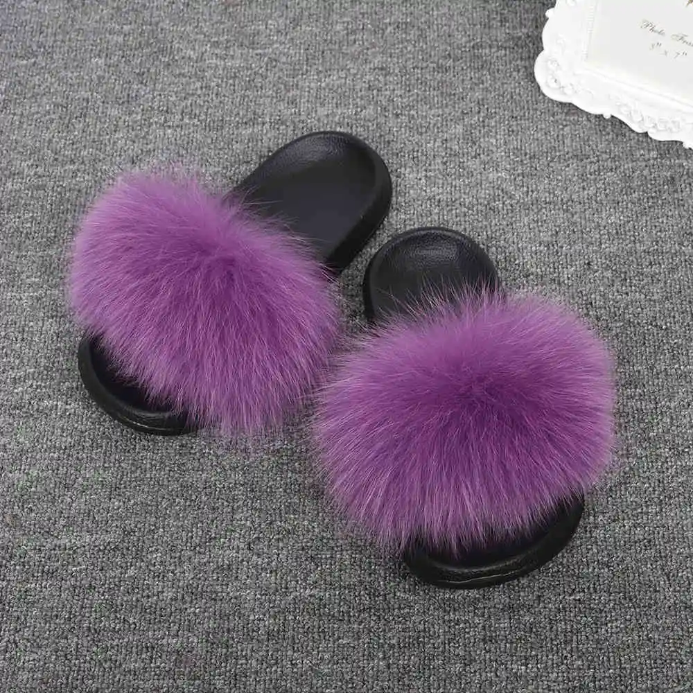 Light Purple Jancoco Max/модные шлепанцы с натуральным лисьим мехом; женские шлепанцы; летние пляжные сандалии; Вьетнамки с натуральным мехом; S6043 - Цвет: Light Purple