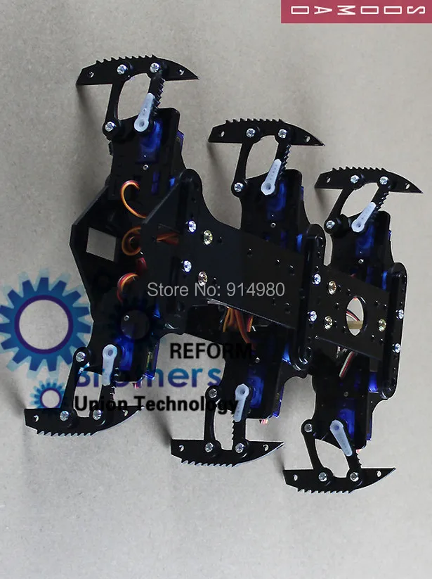 DIY черный паук робот Робот комплект Hexapod масса игрушки рулевой механизм + PMMA
