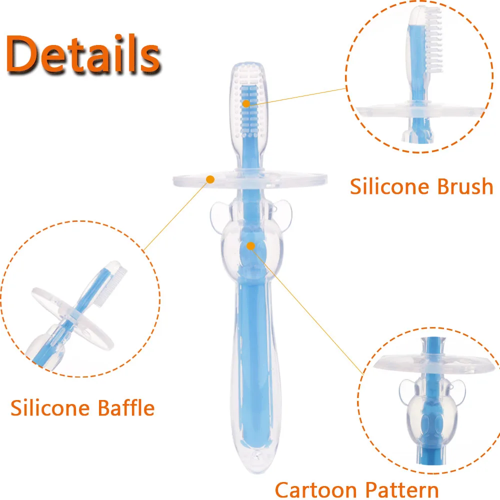 Детская Мягкая силиконовая обучающая зубная щетка для ухода за полостью рта