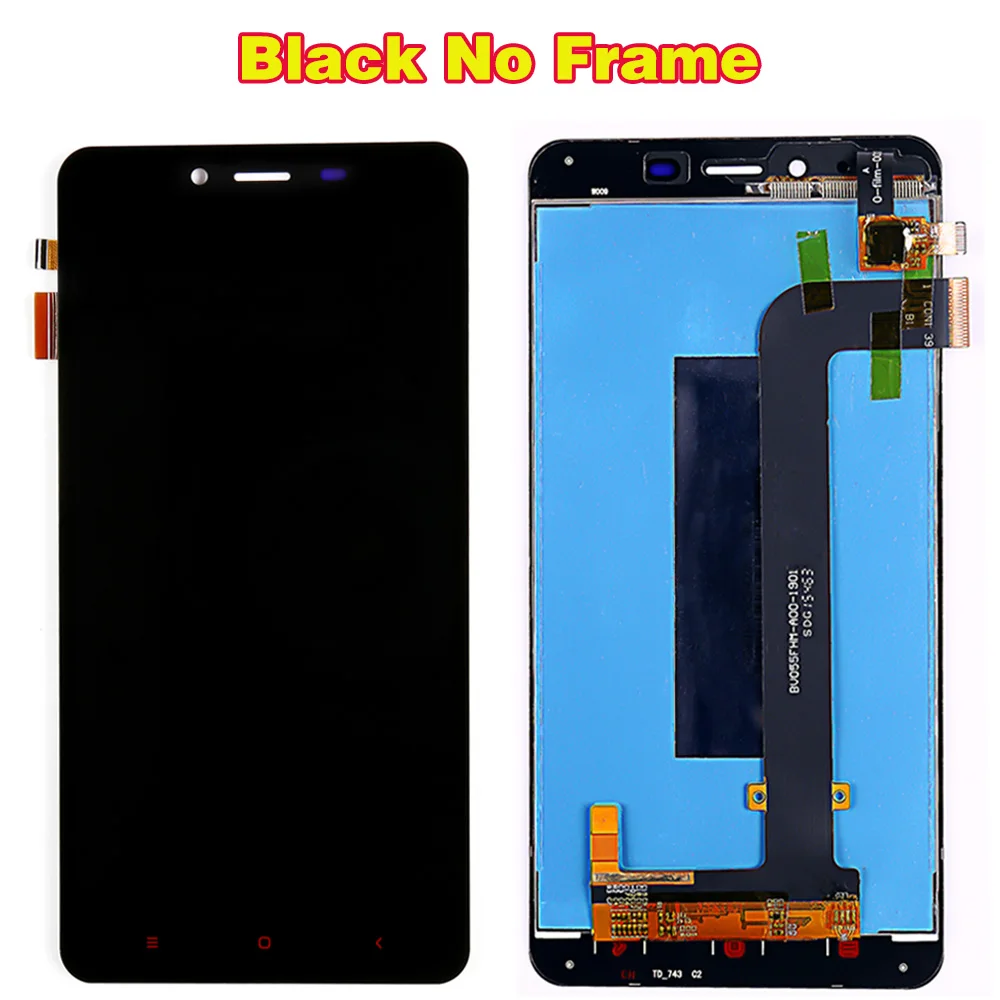 Black No Frame Vancca 5,5 дюймовый ЖК-дисплей для Xiaomi Redmi Note 2 Note2, дигитайзер, сенсорный экран в сборе, рамка 1920*1080 с закаленным стеклом - Цвет: Black No Frame