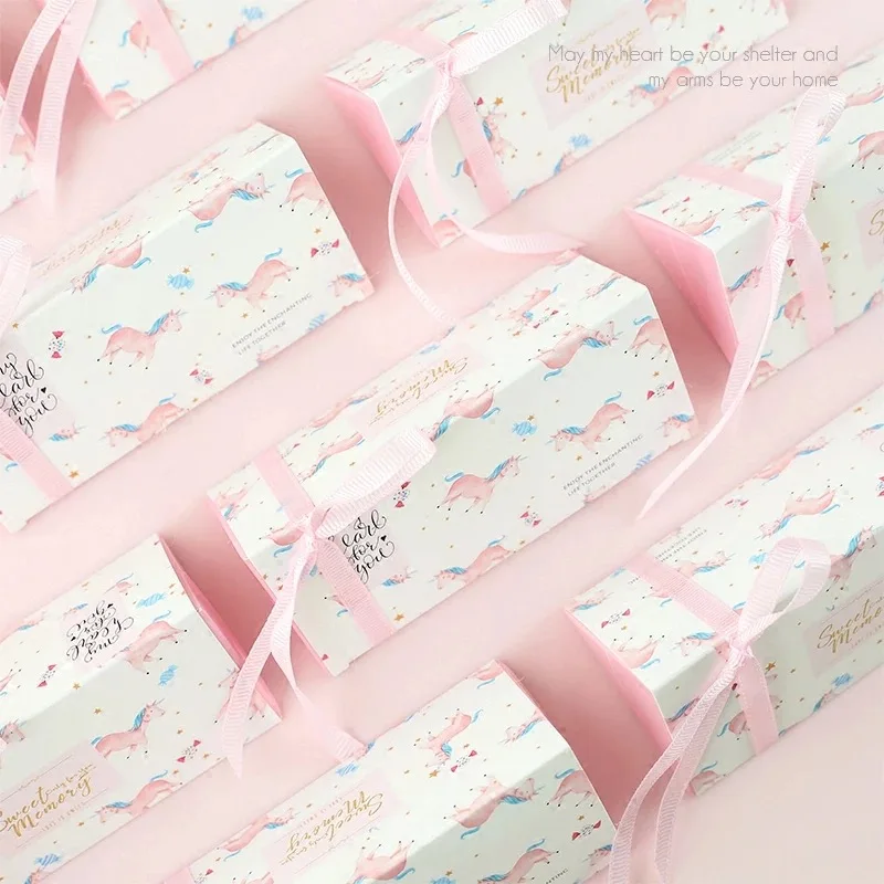 50 шт. европейские розовые мраморные/единорог/перо/лепесток конфеты коробки