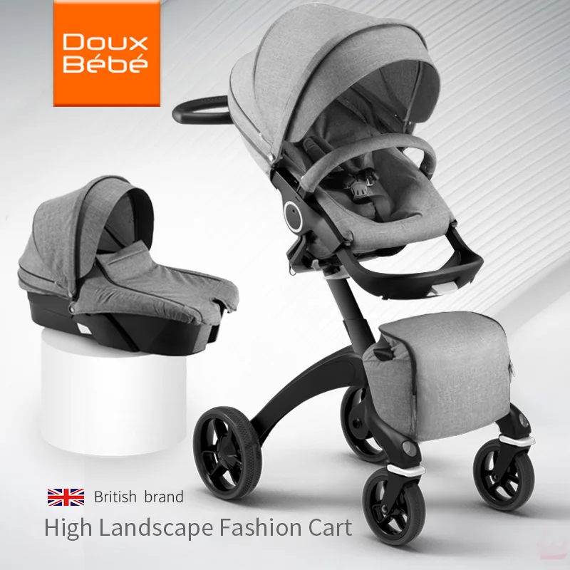 Doux Bebe High Landscape Portable Baby Carriages Folding Prams For Newborns Travel System Four Wheels Stroller |