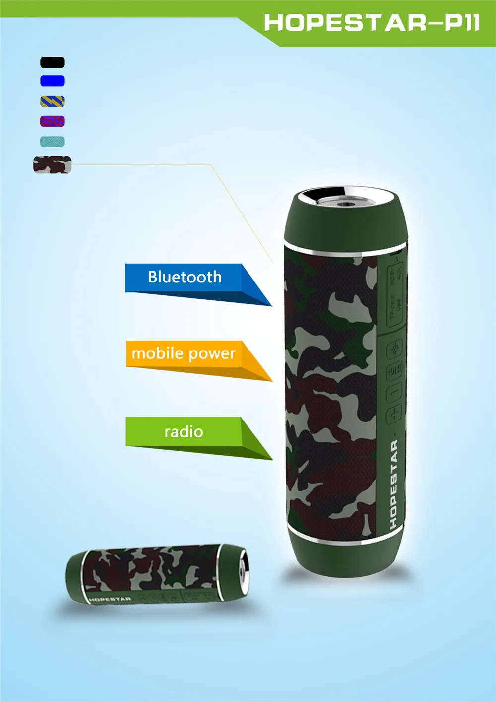 HOPESTAR P11 портативный Bluetooth динамик водонепроницаемый беспроводной сабвуфер с внешним аккумулятором USB AUX FM радио фонарик