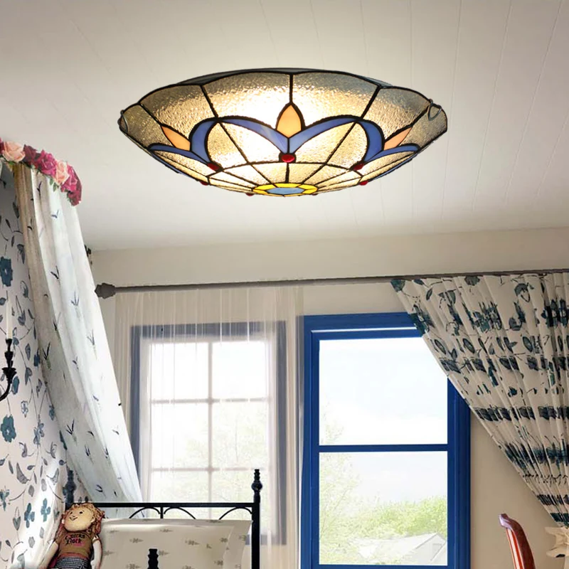 Европейский Тиффани потолок Ретро Средиземноморское море пасторальный