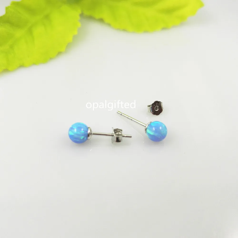 Оптовая продажа 1 пара круглые серьги с опаловым бусином в лабораторном стиле