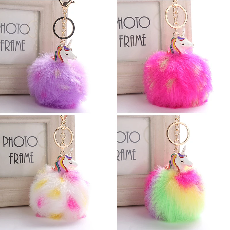 Единорог с помпонами плюшевая игрушка брелок peluche Единорог ключ кулон мягкие чучело игрушки дети девочки мешок повесить кулон Единорог