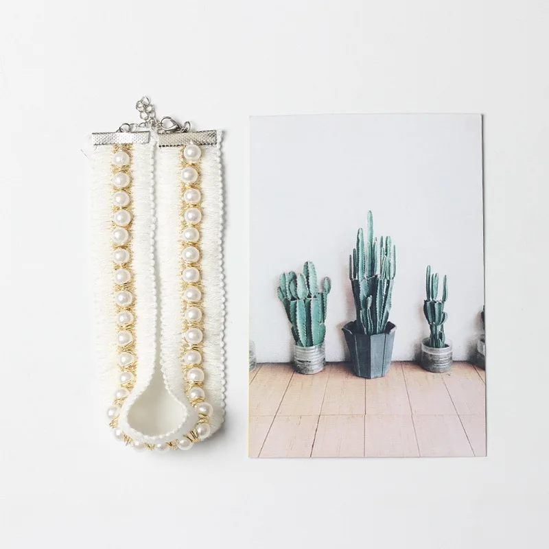 Женское бархатное ожерелье чокер с имитацией жемчуга винтажное широким