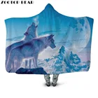 Одеяло с капюшоном и 3D-принтом волка для взрослых
