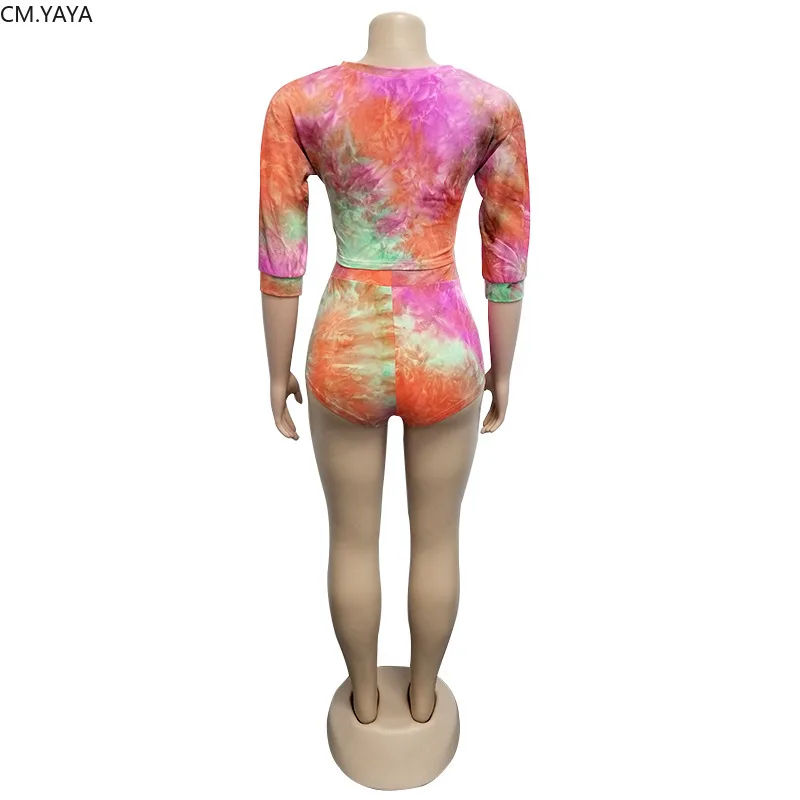 Женский спортивный костюм GLH3255 футболка и шорты с принтом tie dye galaxy лето
