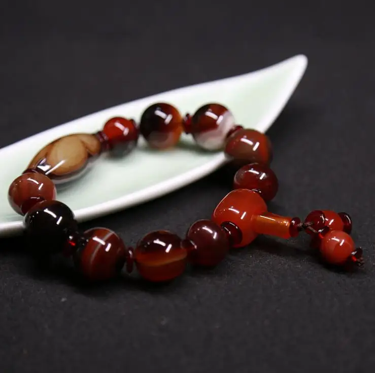 Бизнес подарки натуральный бразильский мечта Старый Агат браслет ручка Будда