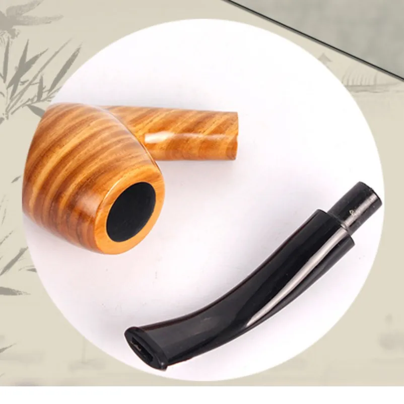 1Pcs Smoking Pipe Pipes for Nature Ebony Manual Gift Wood Bent Type Smoke Accessories Christmas Gifts |