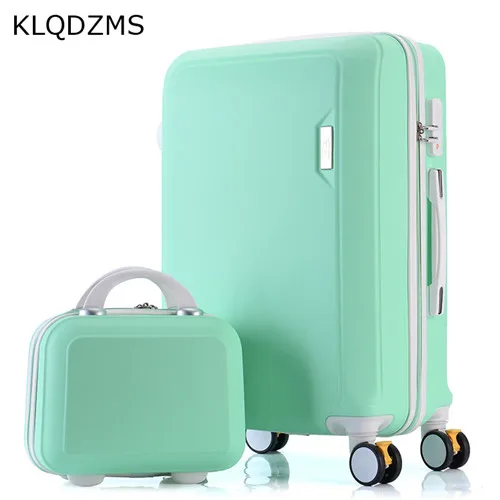 a set Klqdzms 2 шт./компл. прекрасный 1" косметичка 20/22/24/26 дюймов сумки на колёсиках наборы девушка тележка Чехол чемодан женщина на колесах - Цвет: a set