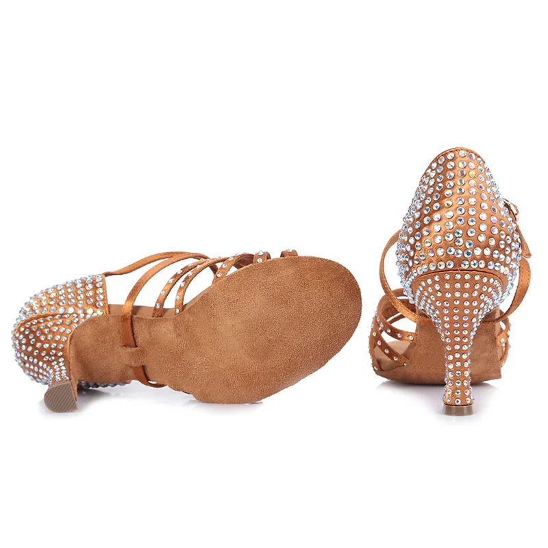 Новинка женская обувь для латинских танцев Танцевальная со стразами взрослых и