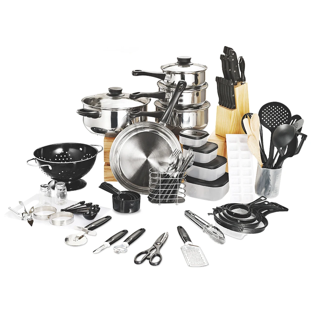 

2022 Panelas De Ceramica Arrival Fda Top Fashion Cookware set Cooking Pans And Pots Set 80 Piece Kitchen Starter Combo Utensil