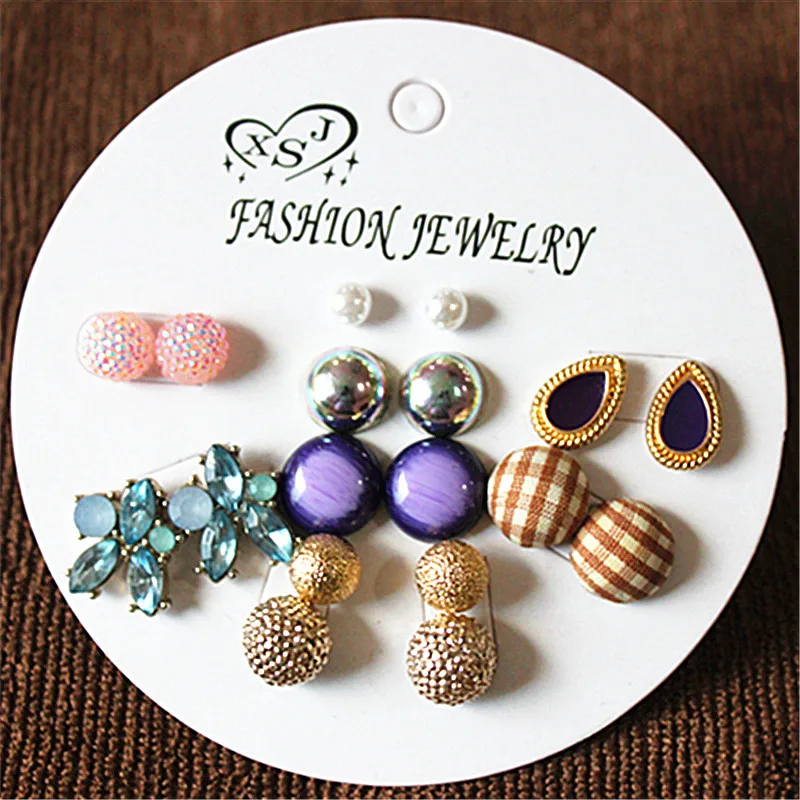 Дизайн модные женские туфли ювелирные изделия оптом для девочек вечерние жемчуг красивые серьги-гвоздики смешивания 9 пар/компл. серьги