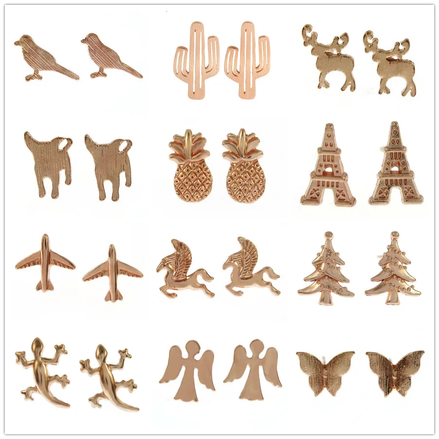 Серьги-гвоздики из нержавеющей стали цвета розового золота 2019 пробы | Украшения и