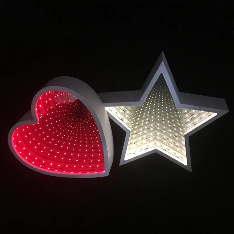 Love and Star 3D Творческий единорог с принтом из звездочек и облаков, с изображением милых сердечек Ночной светильник Светодиодные лампы Декор Новинка зеркало тоннельная лампа для маленьких детей Спальня светильник Инж - Испускаемый цвет: Love and Star
