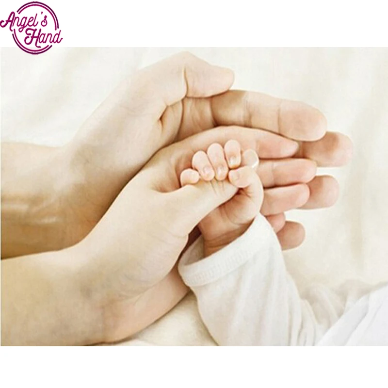 

Full Square DIY Diamond painting Cross Stitch Happy family's hand diamond Embroidery Mosaic Pattern Rhinestone