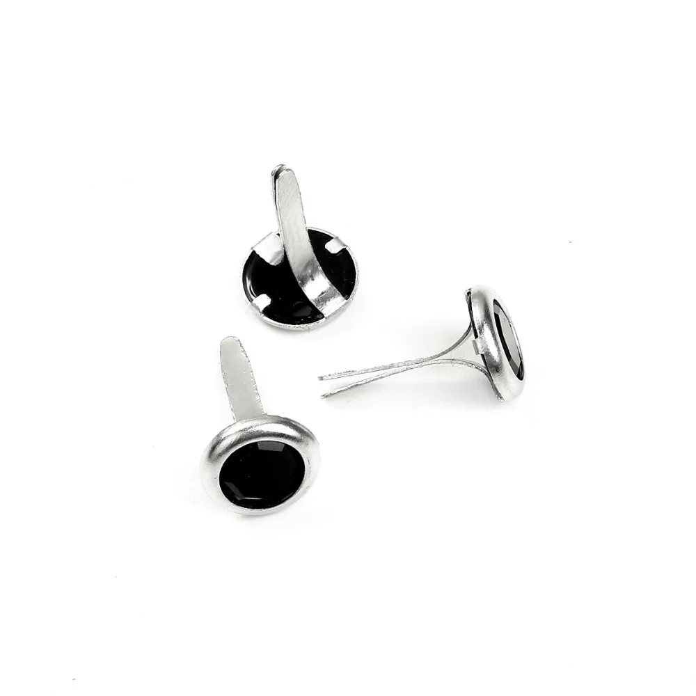 Фонарики для изготовления ювелирных изделий круглые Серебристые черные стразы