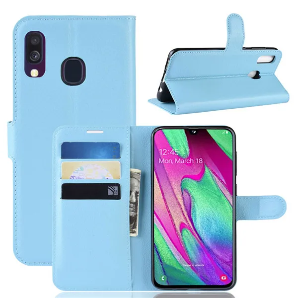 Синий Для samsung Galaxy A40 Флип кожаный бумажник чехол держатель для карт Телефон Coque черный чехол-книжка для samsung Galaxy A40 Сумки на a40 a 40 - Цвет: Синий